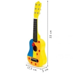 Ecotoys Drvena gitara za decu sa metalnim žicama cube yellow ( FO18 Y/ MF019B )-2