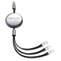 Forever 3u1 kabal (USB-Lightning)+(2x USB-C) 1,2m 100W crni ( 21306 )