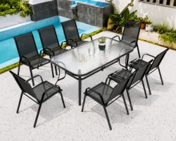 Garden sto sa 8 stolica set - kaljeno staklo