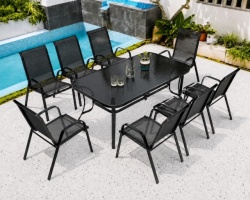 Garden sto sa 8 stolica set - kaljeno staklo