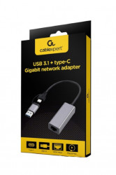 Gembird A-USB3AC-LAN-01 USB 3.1 + type-C gigabit network adapter, space grey - Img 1