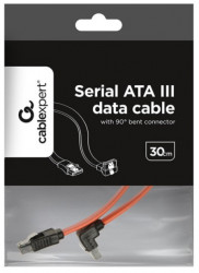 Gembird CC-SATAM-DATA90-0.3 metal clips, serial ATA data kabl flat 0,3m 90 degree bent connector - Img 2