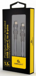 Gembird CC-USB2B-CM8PM-1.5M Premium cotton braided USB Type-C to 8-pins charging & data cable, 1.5m