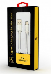 Gembird cotton braided type-C USB cable with metal connectors, 1.8 m, silver CCB-mUSB2B-AMCM-6-S - Img 2