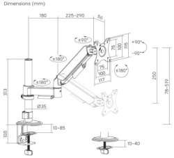 Gembird  MA-DA1P-02 Podesivi stoni drzac za monitor.tilt, 17-32 max.9kg-2