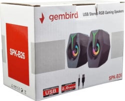 Gembird SPK-B26 stereo zvucnici black LED, 2.0 inch, 6W RMS (2 x 3W) USB pwr, volume control, 3,5mm - Img 2