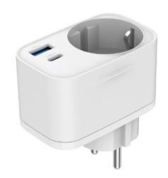 Gembird TA-ACPDQC20-01-W 20W 2-port USB brzi punjac sa pass-through AC socket-om -2