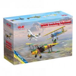 ICM Model Kit Aircraft - WWII Training Biplanes (Bücker Bü 131D, DH.82A Tiger Moth, Stearman PT-17) 1:32 ( 060951 )