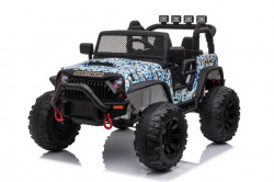 Jeep Brothers na akumulator sa kožnim sedištem i mekim gumama - Plavi - Img 1