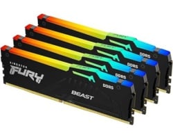 Kingston dimm ddr5 128gb (4x32gb kit) 5600mt/s kf556c40bbak4-128 fury beast rgb black xmp -3