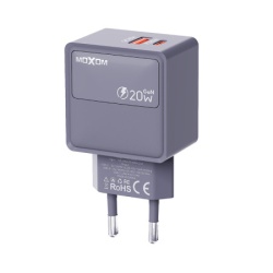 Kuciste punjaca moxom mx-hc286 type c + usb 20w sivi ( P1287 )
