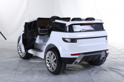 Land Rover Auto na akumulator sa kožnim sedištem i mekim gumama - Beli - Img 4