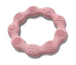 Lorelli silikonska glodalica za bebe ring - natural deep pink ( 10210920002 ) -1