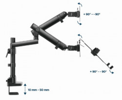 MA-DA3-02 Gembird Podesivi stoni drzac za monitor tilt, 17-32 max.2x8kg +nosac za laptop,full-motion - Img 2