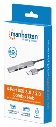 Manhattan 168427 3.0/3xUSB 2.0 480Mbps/1xUSB 3.0 5Gbps/sivi USB HUB 4port -3