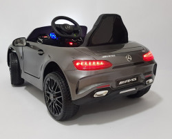 Mercedes GT AMG Licencirani auto na akumulator sa kožnim sedištem i mekim gumama - Sivi - Img 4