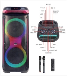 Microlab PT1200W karaoke zvucnik 400W, Bluetooth, LED, 11,1V/7200mAh, TWS, Aux, USB, microSD, + Mic*