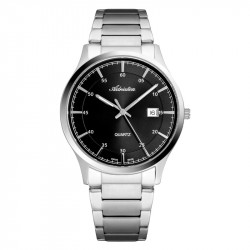 Muški adriatica premiere crni srebrni elegantni ručni sat sa srebrnim metalnim kaišem ( a8302.5116q ) - Img 1