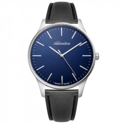 Muški adriatica vintage plavi srebrni elegantni ručni sat sa crnim kožnim kaišem ( a1286.5215q ) - Img 1