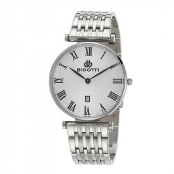 Muški bigotti beli srebrni elegantni ručni sat sa srebrnim metalnim kaišem ( bg.1.10032-1 ) - Img 1
