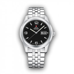 Muški swiss military chrono quartz crni srebrni sportsko elegantni ručni sat sa srebrnim metalnim kaišem ( sm34004.01 )