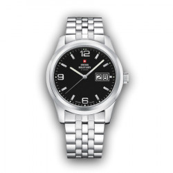 Muški swiss military chrono quartz crni srebrni sportsko elegantni ručni sat sa srebrnim metalnim kaišem ( sm34004.01 ) - Img 4