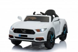 Mustang auto na akumulator sa kožnim sedištem i mekim gumama - Beli
