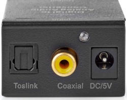 Nedis ACON2510BK, Digital Audio Converter, 1-way, Audio, video, 1x Digital RCA,1x TosLink,output:1x 2xRCA