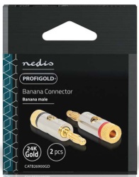 Nedis CATB26900GD, Banana konektor, Ravni, Muški, Pozlaceni, Pre?nik kablovskog ulaza: 3,0 mm, 2kom
