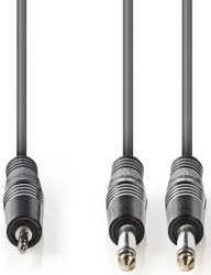 Nedis COTH23200GY15, Stereo audio kabl, 2x 6,35 mm muški, 3,5 mm muški, Niklovani, 1,50 m, Okrugli, sivi