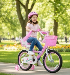 Nina Rose Bicikl 16" za devojčice model 722-16 sa pomoćnim točkovima - Roze