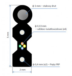 Opticki kabl 4-vlakna Telcoline 4J FTTX Flat Drop, G657A1, indoor/outdoor, sa sajlom 1000m, 110 - Img 2