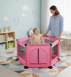Prenosiva zaštitna ograda za decu – šestougaoni model 615 - roze