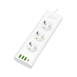 Prosto produžni kabl sa 3 utičnice, USB I usb-c priključcima, beli ( nv611u-2/wh )