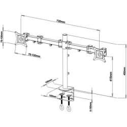 S BOX LCD 352/2  Stoni nosač za 2 monitora po 10 kg Stoni, Zglobni, 10 kg, Do 27"-2