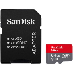 Sandisk ultra microsdxc 64gb + sd adapter a1 class 10 uhs-I ( sdsquab-064g-gn6ma )
