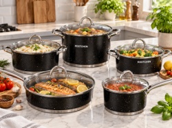 Silver Square Edge Black 10-delni set posuđa od inoxa ( KLK2683 )