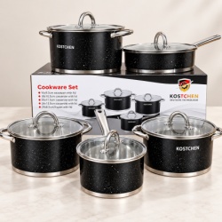 Silver Square Edge Black 10-delni set posuđa od inoxa ( KLK2683 )