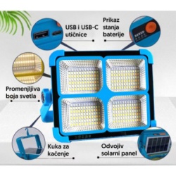 Solarna serviserska LED lampa 288xSMD LED 5600mAh YW13501-3341-1