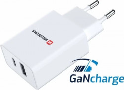Swissten punjač 1xUSB+ 1X USB C GaN charge 30W bela ( 80182 ) - Img 3