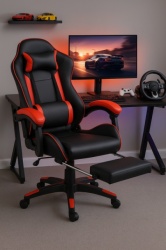Trick gejmerska stolica sa naslonom za noge Storm 876 crvena