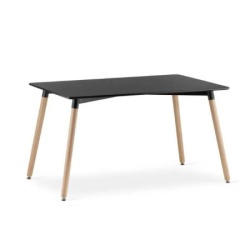 Trpezarijski pravougaoni sto 120x80 cm sa drvenim nogarima crni Lemon 25-KS004