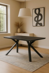 Trpezarijski sto Base Crna Keramicka ploca/ Crne metalne noge 1600x895x755mm