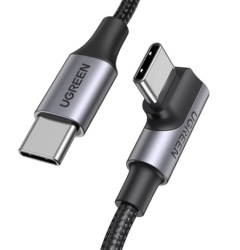 Ugreen us334 usb-c to usb-c pd fast charging 90 degree cable 5a max black 2m ( 093-0081 )