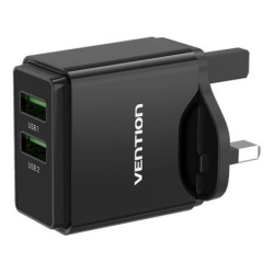 Vention Punjac sa 2 ulaza USB A 18/18W - Crni (US prikljucak) ( 042270 )