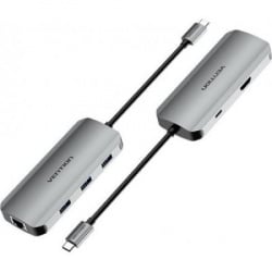 Vention tohhb usb-c hdmi/3xusb 3.0/pd 100w/rj45 docking station  - Img 1