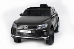 Volkswagen Touareg Licencirani auto na akumulator sa kožnim sedištem i mekim gumama - Crni - Img 3