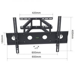 XStand nosac za TV/32"- 80"/TILT/NAGIB 0-10°/ROTACIJA ±45°/VESA 600x400/težina do 50kg/8-42 cm od zida/crn ( TILT 32-80 all around ) - Img 1