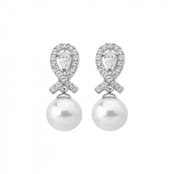 Ženske majorica exquisite bele biserne srebrne viseće mindjuše sa kristalima 12 mm ( 13139.01.2 000.010.1 ) - Img 2