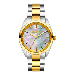 Ženski breeze finesse crystal srebrni zlatni modni ručni sat sa belo sivim ciferom i bikolor metalnim kaišem ( 712051.5 ) - Img 4